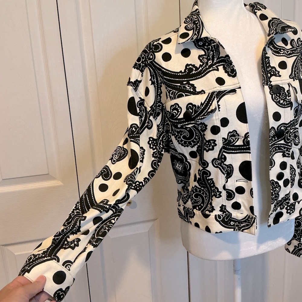 🌹 Outlander Black and White Cotton Jacket - Medium - Picture 2 of 5